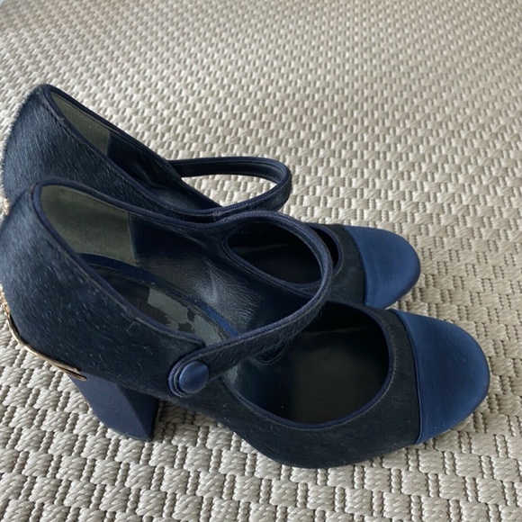 SOLD tory burch designer pony skin shoes fancy heel - Picture 4 of 10